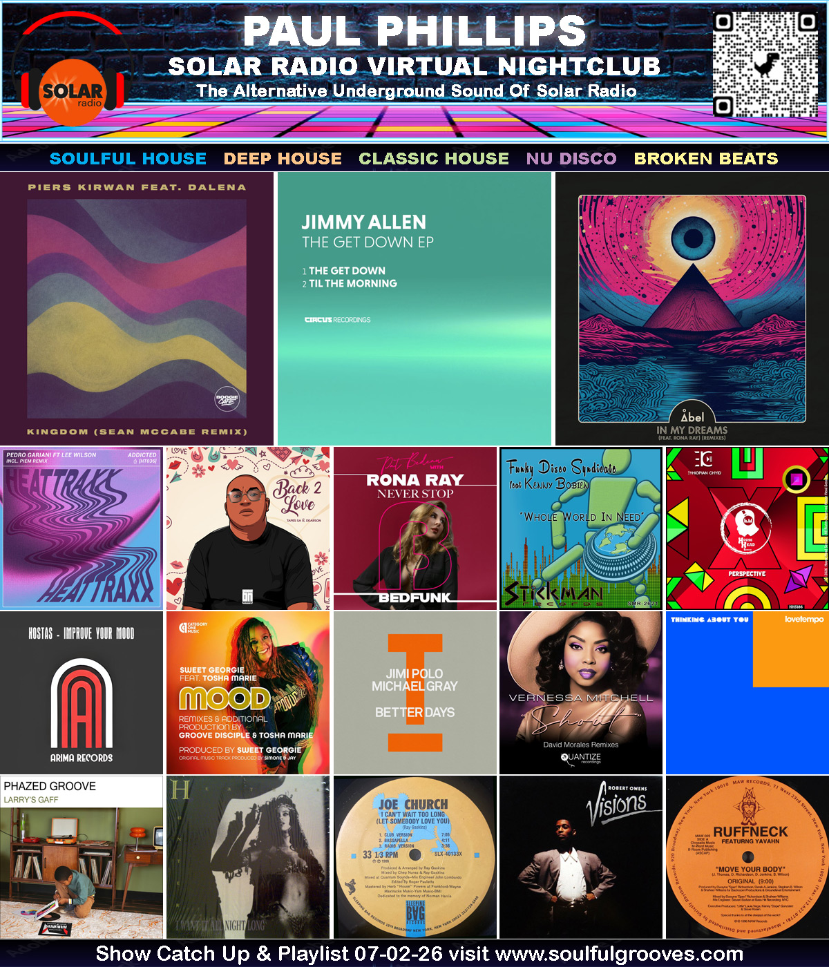 Paul Phillips Solar Radio Virtual Nightclub House Music Show Playlist playing soulful house, deep house, classic house