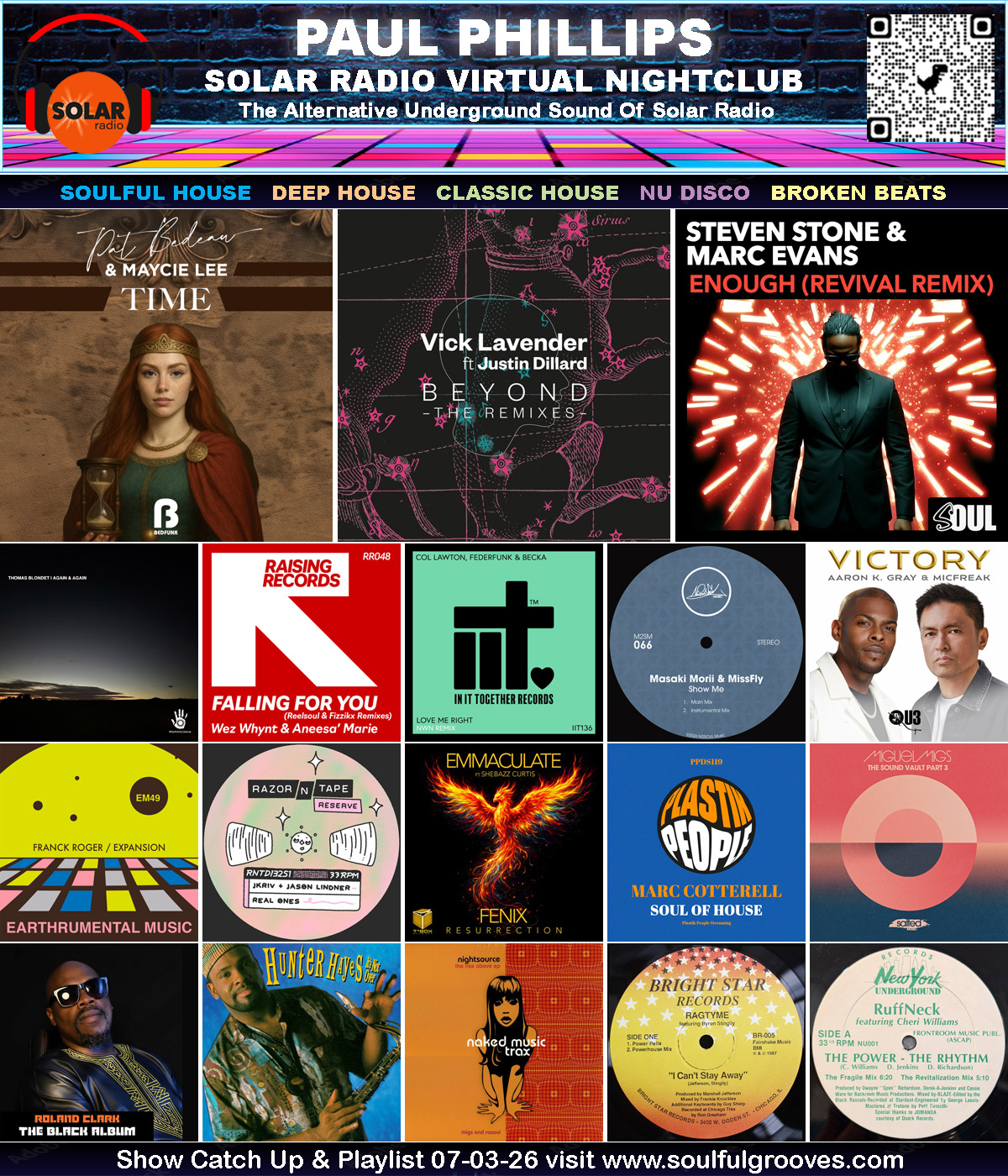 Paul Phillips Solar Radio Virtual Nightclub House Music Show Playlist playing soulful house, deep house, classic house