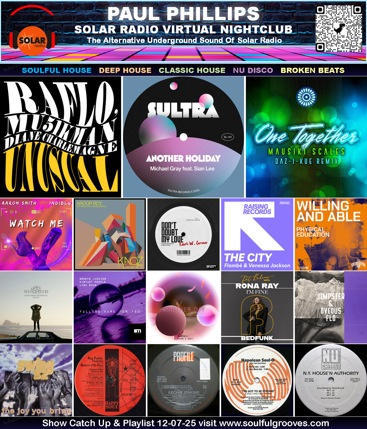 Paul Phillips Soulful Grooves Solar Radio House Music Show Playlist playing soulful house, deep house, classic house