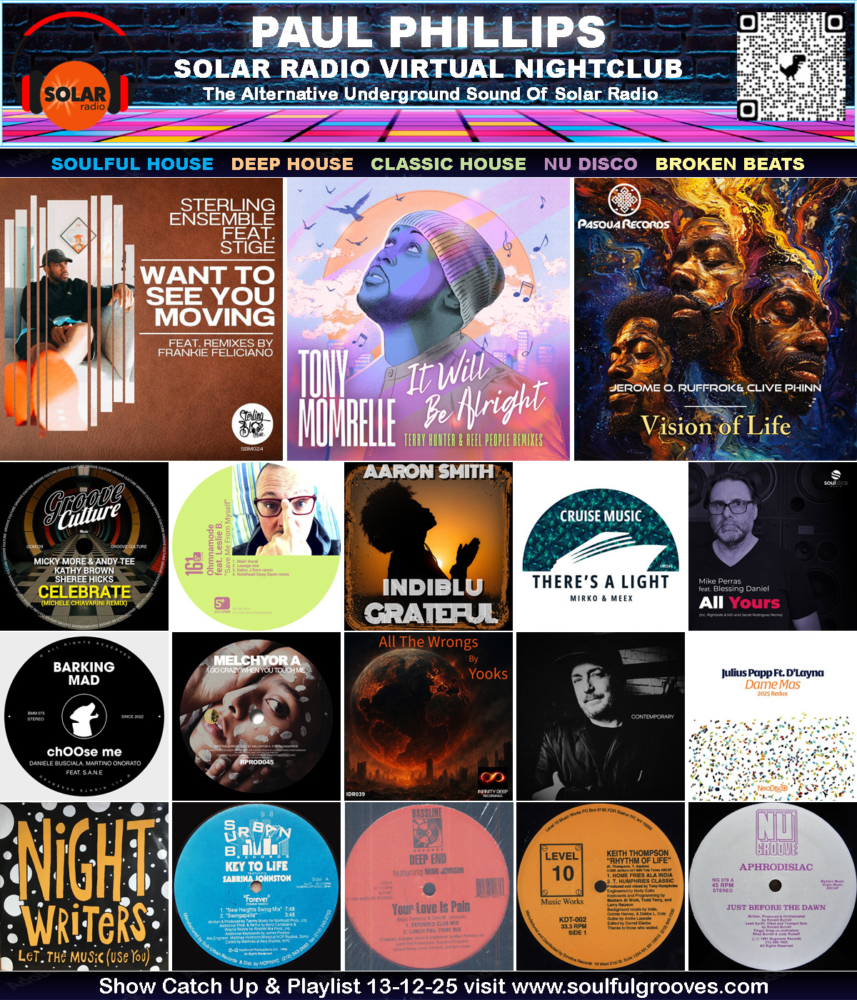 Paul Phillips Solar Radio Virtual Nightclub House Music Show Playlist playing soulful house, deep house, classic house