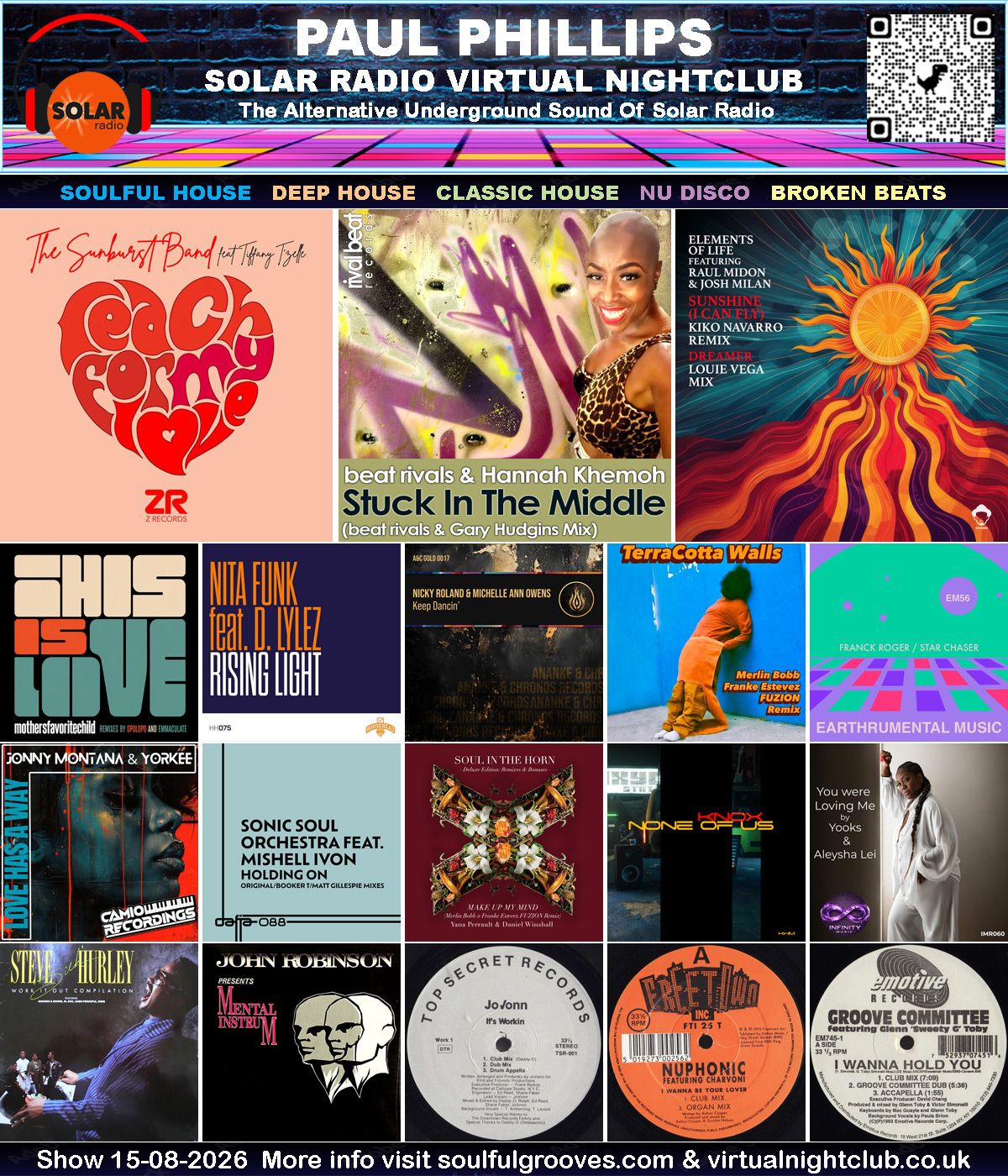 Paul Phillips Solar Radio Virtual Nightclub House Music Show Playlist playing soulful house, deep house, classic house