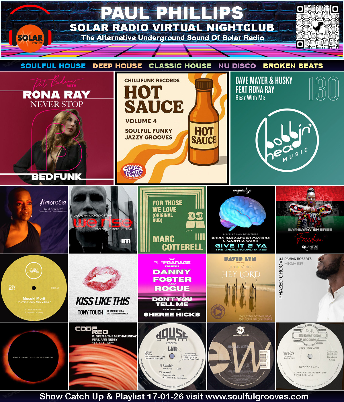 Paul Phillips Solar Radio Virtual Nightclub House Music Show Playlist playing soulful house, deep house, classic house