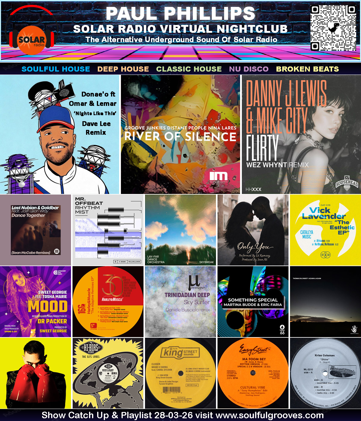 Paul Phillips Solar Radio Virtual Nightclub House Music Show Playlist playing soulful house, deep house, classic house