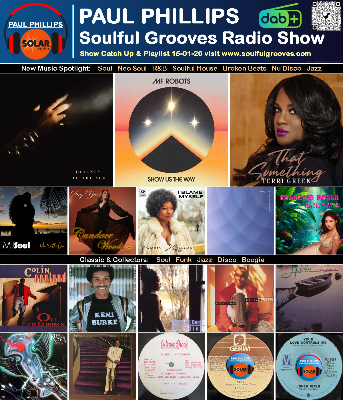 Paul Phillips Soulful Grooves Solar Radio Soul Music Show Playlist playing soul, funk, jazz, disco, boogie, neo soul