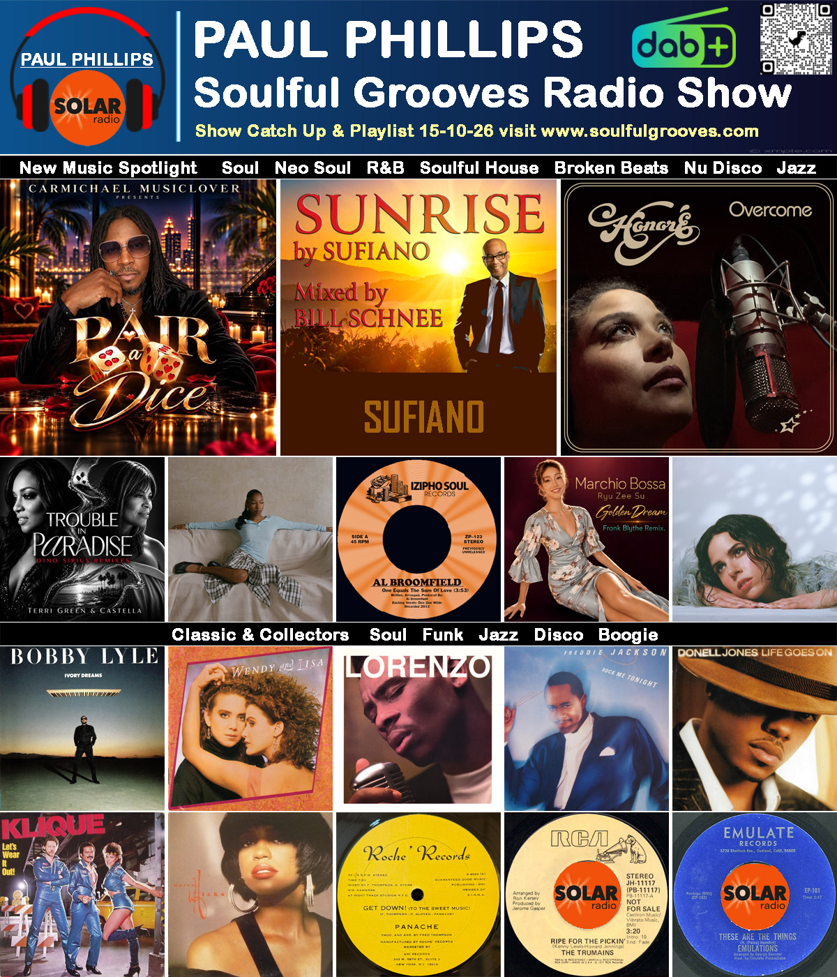 Paul Phillips Soulful Grooves Solar Radio Soul Music Show Playlist playing soul, funk, jazz, disco, boogie, neo soul