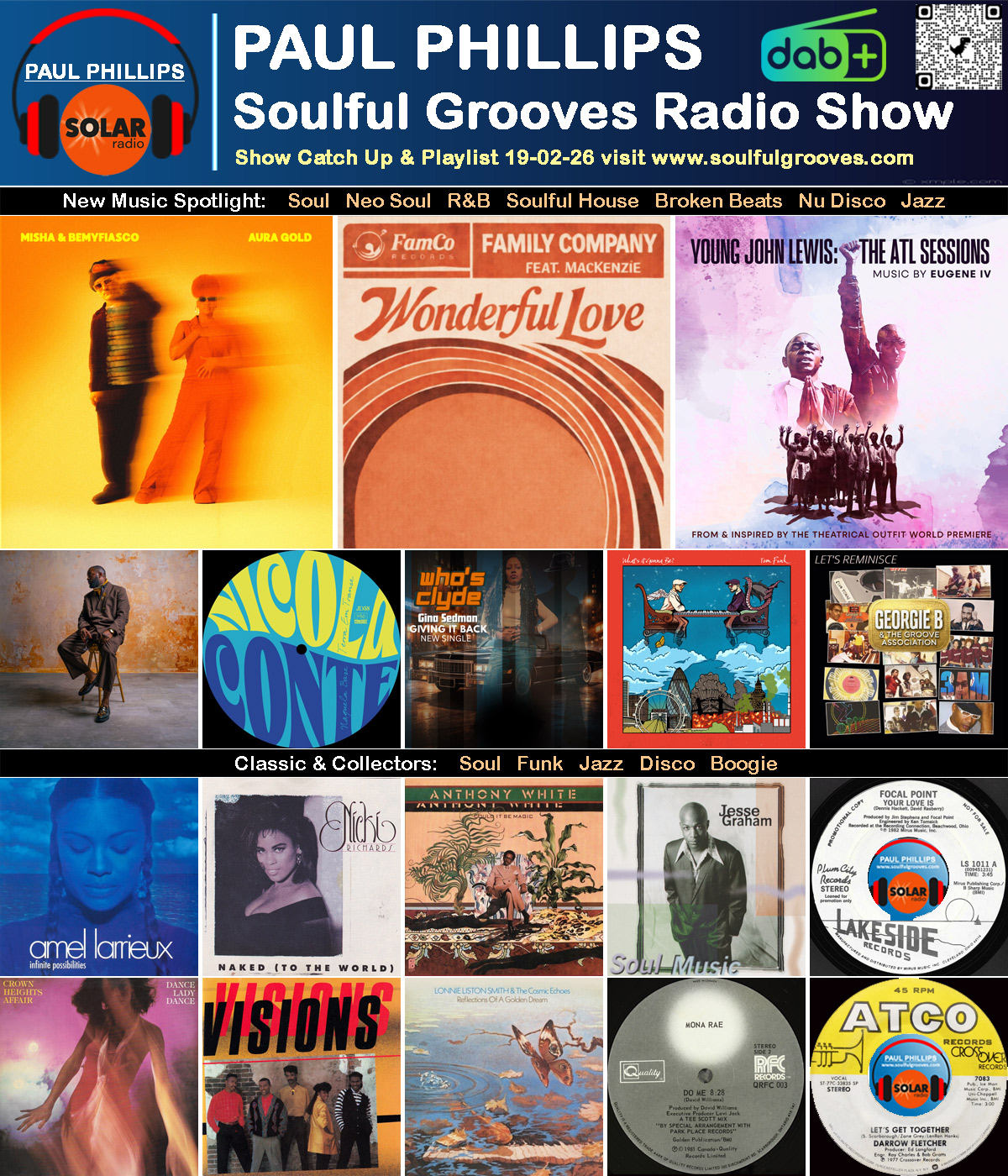 Paul Phillips Soulful Grooves Solar Radio Soul Music Show Playlist playing soul, funk, jazz, disco, boogie, neo soul