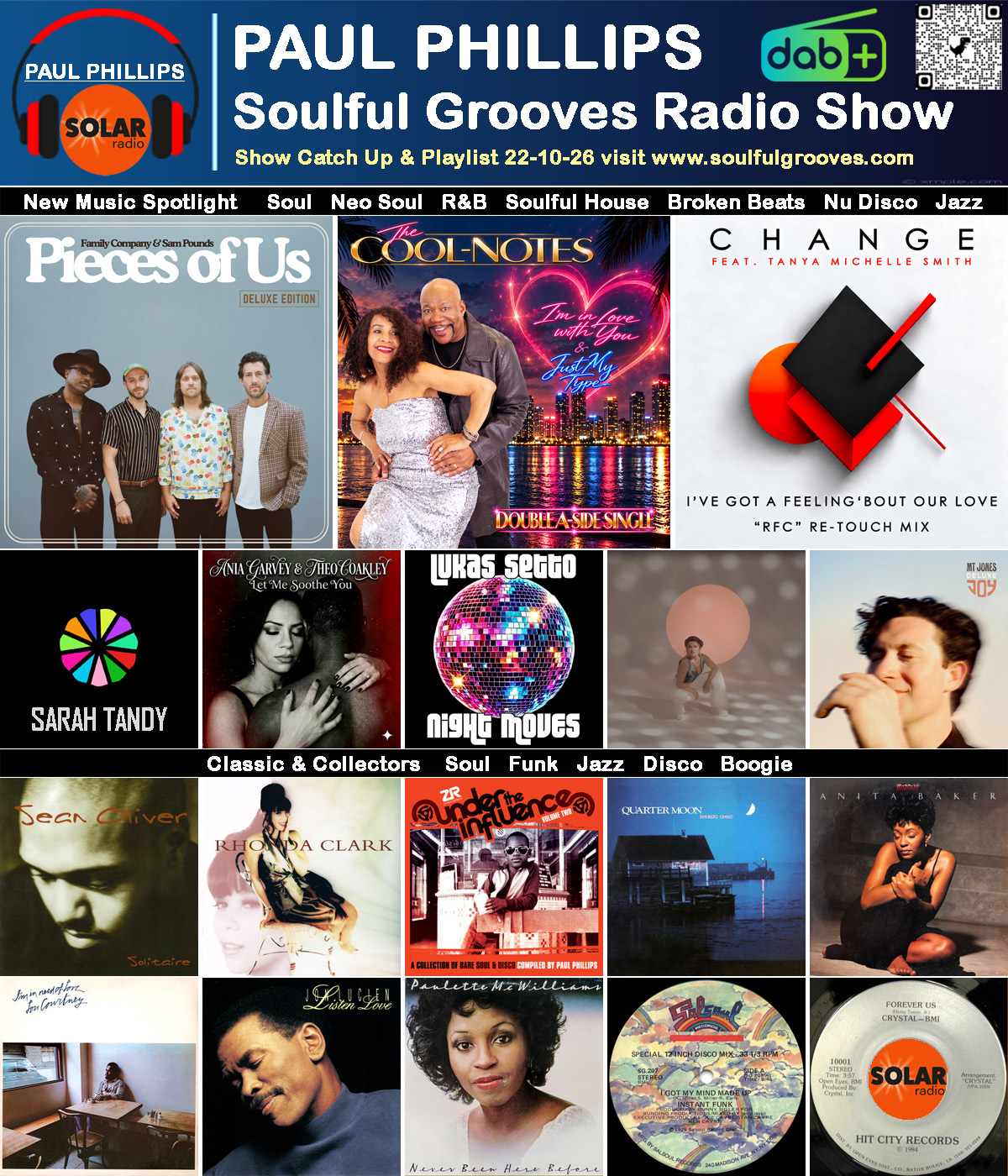 Paul Phillips Soulful Grooves Solar Radio Soul Music Show Playlist playing soul, funk, jazz, disco, boogie, neo soul