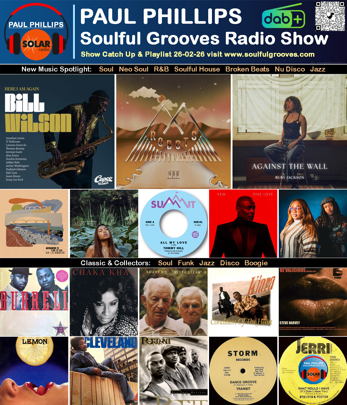 Paul Phillips Soulful Grooves Solar Radio Soul Music Show Playlist playing soul, funk, jazz, disco, boogie, neo soul