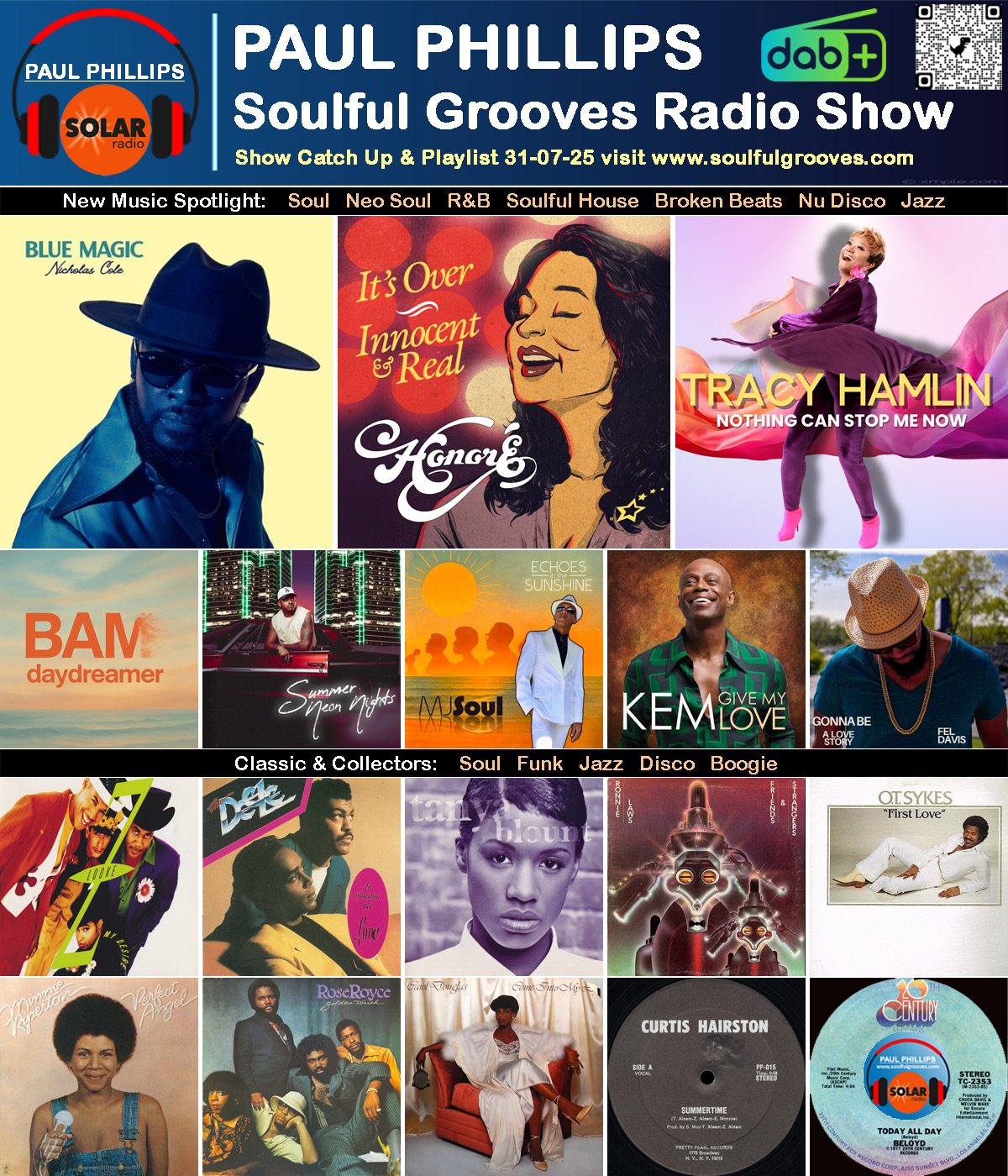 Paul Phillips Soulful Grooves Solar Radio Soul Music Show Playlist playing soul, funk, jazz, disco, boogie, neo soul